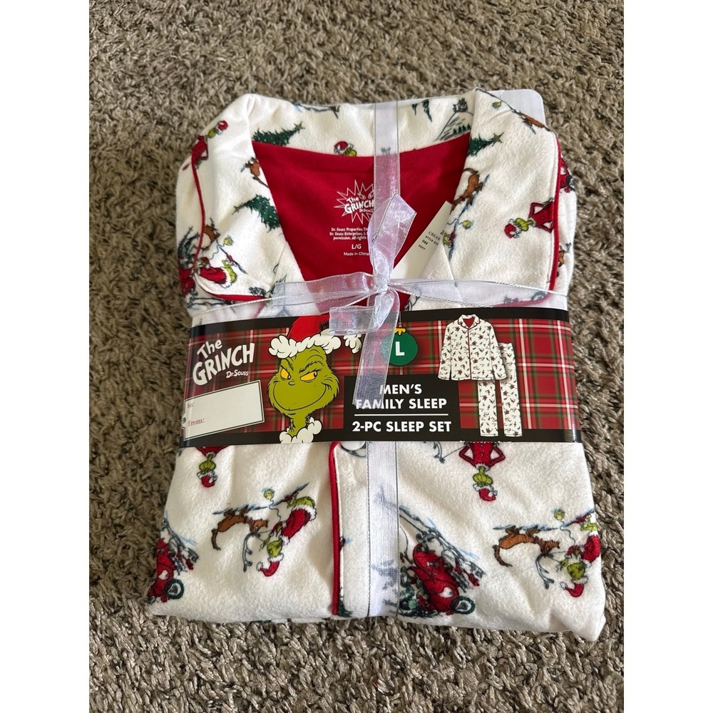 NWT Dr. Seuss Men's 2pc‎ The Grinch Pajama set Size Large
